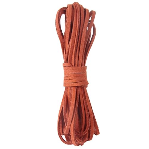 Blausky 1 STK 3mm x 5m Lederband Kette,Faux Wildleder Schnur Lederbänder Flach Band Wildlederseil Lederriemen zum Basteln Lederschnur Lederschnüre für Armband Halskette DIY Handwerk,Kaffeerot von Blausky