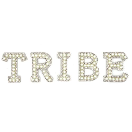 Blausky 1 Set Tribe Letters Patches zum Aufbügeln,Alphabet Bestickte Applikationen Glitzer Embroidered Patch mit Strass und Perlen Buchstaben Aufnäher für Jacken Kleidung Taschen Hüte,Silber A von Blausky