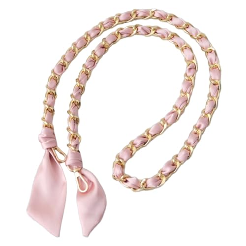 Blausky 1 Stück 120cm Taschenkette,Seidenschal-Taschenkette,Metall Kette DIY Flachketten Riemen,Ersatz Trageriemen Schulterriemen für Umhängetasche Cross Body Abendtasche Geldbörse,Rosa von Blausky