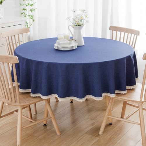 Blausky 1 Stück 220cm Runde Stoff Tischdecke,Volltonfarbe Landhausstil Tischwäsche Tischtuch aus Polyester mit Spitze zum Couchtisch Esstisch für Party Picknick Essen Garten Hochzeiten,Dunkelblau Blausky 1 Stück 220cm Runde Stoff Tischdecke,Volltonfarbe Landhausstil Tischwäsche Tischtuch aus Polyester mit Spitze zum Couchtisch Esstisch für Party Picknick Essen Garten Hochzeiten,Dunkelblau von Blausky
