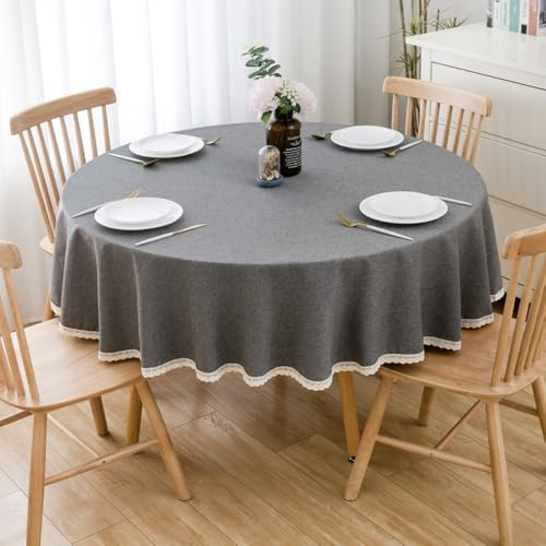 Blausky 1 Stück 220cm Runde Stoff Tischdecke,Volltonfarbe Landhausstil Tischwäsche Tischtuch aus Polyester mit Spitze zum Couchtisch Esstisch für Party Picknick Essen Garten Hochzeiten,Dunkelgrau Blausky 1 Stück 220cm Runde Stoff Tischdecke,Volltonfarbe Landhausstil Tischwäsche Tischtuch aus Polyester mit Spitze zum Couchtisch Esstisch für Party Picknick Essen Garten Hochzeiten,Dunkelgrau von Blausky