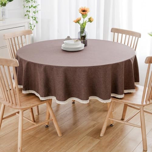 Blausky 1 Stück 240cm Runde Stoff Tischdecke,Volltonfarbe Landhausstil Tischwäsche Tischtuch aus Polyester mit Spitze zum Couchtisch Esstisch für Party Picknick Essen Garten Hochzeiten,Dunkelkaffee Blausky 1 Stück 240cm Runde Stoff Tischdecke,Volltonfarbe Landhausstil Tischwäsche Tischtuch aus Polyester mit Spitze zum Couchtisch Esstisch für Party Picknick Essen Garten Hochzeiten,Dunkelkaffee von Blausky