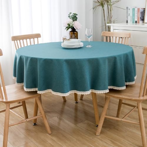 Blausky 1 Stück 240cm Runde Stoff Tischdecke,Volltonfarbe Landhausstil Tischwäsche Tischtuch aus Polyester mit Spitze zum Couchtisch Esstisch für Party Picknick Essen Garten Hochzeiten,Pfauenblau Blausky 1 Stück 240cm Runde Stoff Tischdecke,Volltonfarbe Landhausstil Tischwäsche Tischtuch aus Polyester mit Spitze zum Couchtisch Esstisch für Party Picknick Essen Garten Hochzeiten,Pfauenblau von Blausky