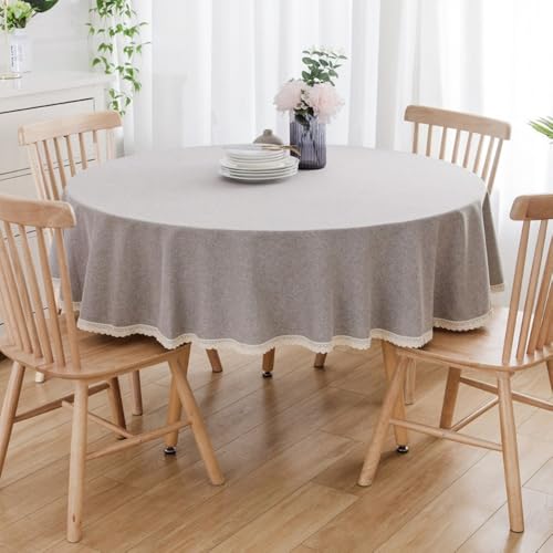 Blausky 1 Stück 260cm Runde Stoff Tischdecke,Volltonfarbe Landhausstil Tischwäsche Tischtuch aus Polyester mit Spitze zum Couchtisch Esstisch für Party Picknick Essen Garten Hochzeiten,Grau Blausky 1 Stück 260cm Runde Stoff Tischdecke,Volltonfarbe Landhausstil Tischwäsche Tischtuch aus Polyester mit Spitze zum Couchtisch Esstisch für Party Picknick Essen Garten Hochzeiten,Grau von Blausky