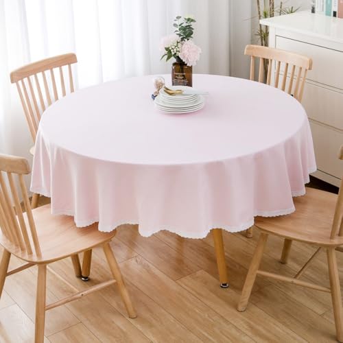 Blausky 1 Stück 280cm Runde Tischdecke,Volltonfarbe Landhausstil Tischwäsche Abwischbar Tischtuch Wasserdicht und ölbeständig zum Couchtisch Esstisch für Party Picknick Essen Garten,Rosa Blausky 1 Stück 280cm Runde Tischdecke,Volltonfarbe Landhausstil Tischwäsche Abwischbar Tischtuch Wasserdicht und ölbeständig zum Couchtisch Esstisch für Party Picknick Essen Garten,Rosa von Blausky