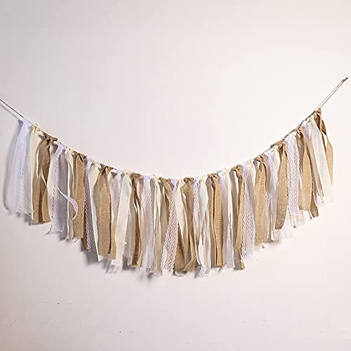 Blausky 1 Stück Lange ca.160cm Spitze Wimpel Girlande,Stoff Bunting Banner Hessischen Banner,Wimpelkette aus Leinen und Spitze für Hochzeit Taufe Geburtstag Party Outdoor Dekoration,Weiß Blausky 1 Stück Lange ca.160cm Spitze Wimpel Girlande,Stoff Bunting Banner Hessischen Banner,Wimpelkette aus Leinen und Spitze für Hochzeit Taufe Geburtstag Party Outdoor Dekoration,Weiß von Blausky