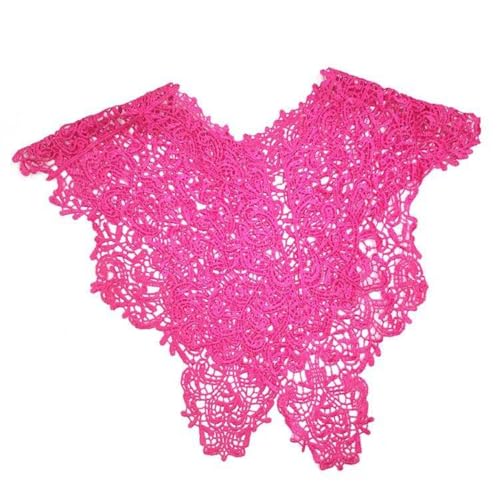 Blausky 1 Stück Spitzenkragen(Vorne + hinten) Abnehmbar Einsatzkragen Gestickte Spitze Ausschnitt Kragen Patch Spitzenborte Spitze Applikation für Kleid DIY Handarbeit Kleidung Zubehör,Rosenrot von Blausky