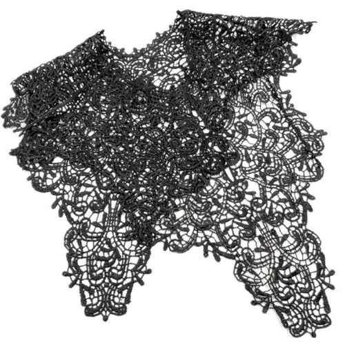 Blausky 1 Stück Spitzenkragen(Vorne + hinten) Abnehmbar Einsatzkragen Gestickte Spitze Ausschnitt Kragen Patch Spitzenborte Spitze Applikation für Kleid DIY Handarbeit Kleidung Zubehör,Schwarz von Blausky