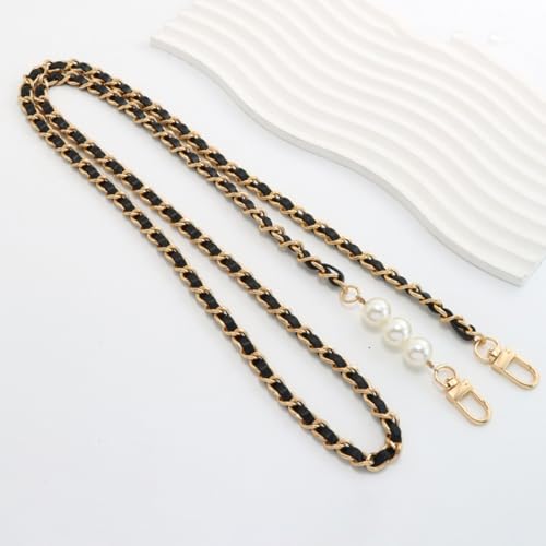 Blausky 1 Stück Taschenkette Metall Bag Chain,Handtasche Kette,Metall Kette Schulterriemen mit Perlen,Ersatzkette,Metall Kette für Tasche Ersatz-Zubehör,Geldbörse Handtaschen,Schwarz+Goldkette,35 cm Blausky 1 Stück Taschenkette Metall Bag Chain,Handtasche Kette,Metall Kette Schulterriemen mit Perlen,Ersatzkette,Metall Kette für Tasche Ersatz-Zubehör,Geldbörse Handtaschen,Schwarz+Goldkette,35 cm von Blausky