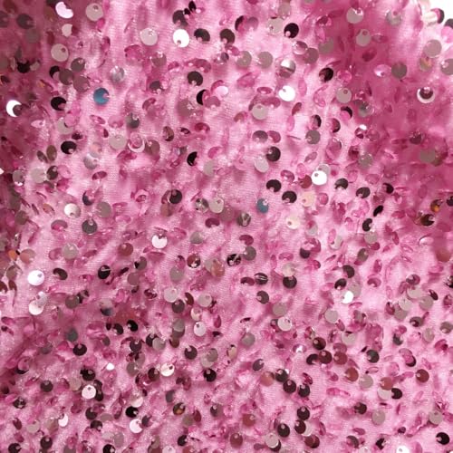 Blausky 1 Yard Paillettenstoff,Stretch-Flanell Stoff,Glitter Stoff,Steppstoff,Pailletten-Stoff,Sparkly Stoff,Glitzernder Stoff,Glitzer Material,Bunte Stoffe,für Kopfschmuck Hochzeitskleid,Dunkelrosa von Blausky