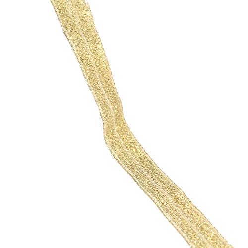 Blausky 1.5cm x 5 Yards Glitzer Elastisches Bänder,Gummibänder Stretch-Band Glitzernd Schleifenband Dekoband,Stoffband zum Nähen für Haarbänder Kleidung Kleider Geschenk Verpacken,Hellgelb von Blausky