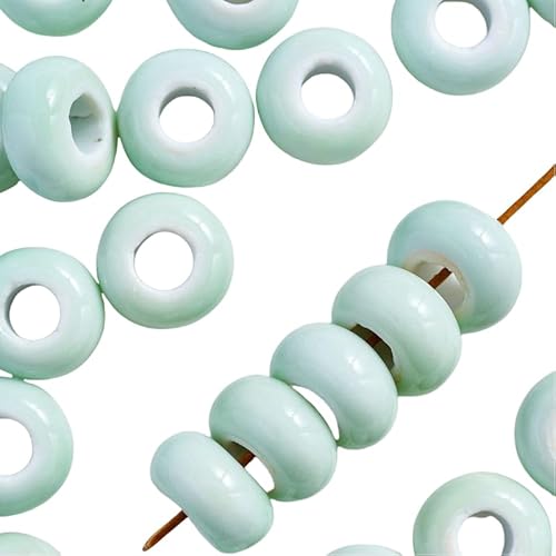 Blausky 10 Stück 15mm Runden Keramikperlen,Pony Perlen Lose Keramik Perlen mit 6mm Großes Loch zum Auffädeln Porzellanperlen Bunte Bastelperlen für DIY Schmuck Armbänder Ohrringe,Cyan Blausky 10 Stück 15mm Runden Keramikperlen,Pony Perlen Lose Keramik Perlen mit 6mm Großes Loch zum Auffädeln Porzellanperlen Bunte Bastelperlen für DIY Schmuck Armbänder Ohrringe,Cyan von Blausky