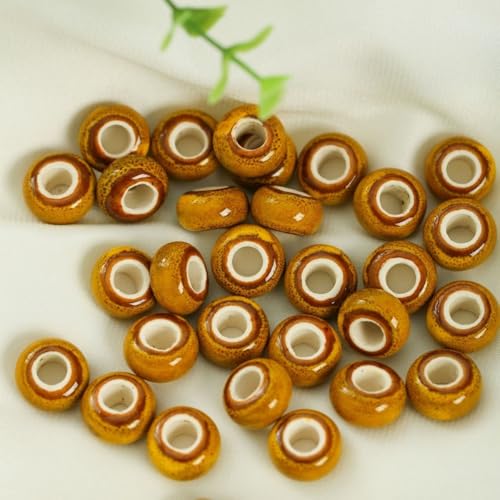 Blausky 10 Stück 15mm Runden Keramikperlen,Pony Perlen Lose Keramik Perlen mit 6mm Großes Loch zum Auffädeln Porzellanperlen Bunte Bastelperlen für DIY Schmuck Armbänder Ohrringe,Gelb A Blausky 10 Stück 15mm Runden Keramikperlen,Pony Perlen Lose Keramik Perlen mit 6mm Großes Loch zum Auffädeln Porzellanperlen Bunte Bastelperlen für DIY Schmuck Armbänder Ohrringe,Gelb A von Blausky