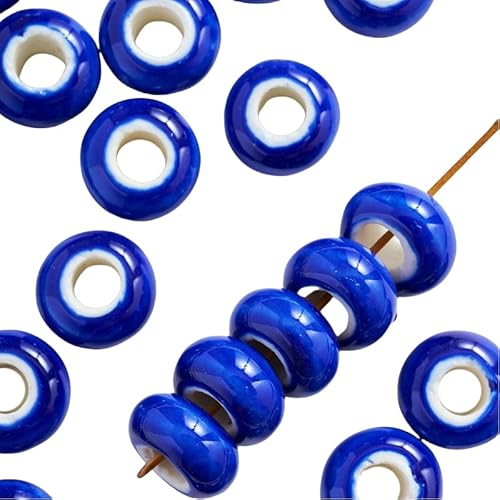 Blausky 10 Stück 15mm Runden Keramikperlen,Pony Perlen Lose Keramik Perlen mit 6mm Großes Loch zum Auffädeln Porzellanperlen Bunte Bastelperlen für DIY Schmuck Armbänder Ohrringe,Königsblau Blausky 10 Stück 15mm Runden Keramikperlen,Pony Perlen Lose Keramik Perlen mit 6mm Großes Loch zum Auffädeln Porzellanperlen Bunte Bastelperlen für DIY Schmuck Armbänder Ohrringe,Königsblau von Blausky