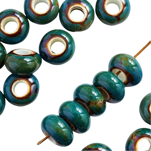 Blausky 10 Stück 15mm Runden Keramikperlen,Pony Perlen Lose Keramik Perlen mit 6mm Großes Loch zum Auffädeln Porzellanperlen Bunte Bastelperlen für DIY Schmuck Armbänder Ohrringe,Pfauengrün Blausky 10 Stück 15mm Runden Keramikperlen,Pony Perlen Lose Keramik Perlen mit 6mm Großes Loch zum Auffädeln Porzellanperlen Bunte Bastelperlen für DIY Schmuck Armbänder Ohrringe,Pfauengrün von Blausky