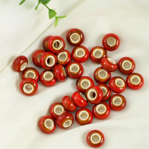 Blausky 10 Stück 15mm Runden Keramikperlen,Pony Perlen Lose Keramik Perlen mit 6mm Großes Loch zum Auffädeln Porzellanperlen Bunte Bastelperlen für DIY Schmuck Armbänder Ohrringe,Rot A Blausky 10 Stück 15mm Runden Keramikperlen,Pony Perlen Lose Keramik Perlen mit 6mm Großes Loch zum Auffädeln Porzellanperlen Bunte Bastelperlen für DIY Schmuck Armbänder Ohrringe,Rot A von Blausky