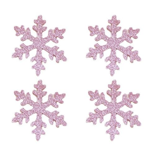 Blausky 10 Stück 4cm Glitzer-Schneeflocken-Patches,Bestickte Aufnäher Glitzernde Applikation Weihnachten Stil Stickereiflecken DIY-Zubehör für Hut Jacken Jeans Rucksäcke Haarschmuck,Rosa von Blausky