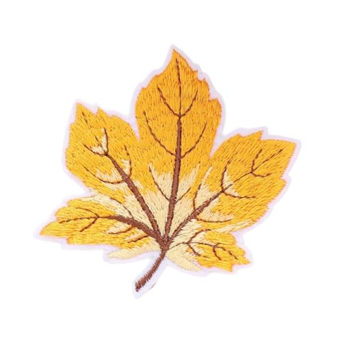 Blausky 10 Stück Aufnäher zum Aufnähen oder Aufbügeln,Ahornblätter Patches Bestickte Applikationen Bügelflicken Gestickte Reparatur Patch für Jacken Jeans Rucksäcke Kleid 7,9x7,5cm,Dunkelgelb von Blausky