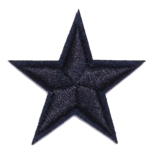 Blausky 10 Stück Stern Flicken Zum Aufbügeln,Aufbügelflicken Fünfzackiger Stern Aufnäher zum Nähen Bestickte Patches Stern Bügelbilder für DIY Kleidung Hosen Hüte Jeans 3.5x3.5cm,Schwarz von Blausky