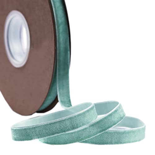 Blausky 10 mm x 20 Yards Samtband,Samt Dekoband,Schleifenband Bunte Bänder Schmuckband Geschenkband Samtborte Zierborte Borte Band Zierband zum Nähen Geschenkverpackung Dekoration,Graugrün von Blausky
