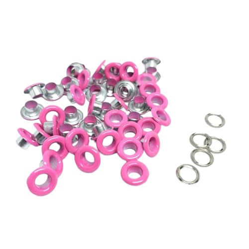 Blausky 100 Sets Innendurchmesser ca. 10mm Ösen Werkzeug,Metallösen Ösen-Sortiment Ösen Set mit Unterlegscheiben Nieten aus Eisen für Planen Leder Stoff Gürtel Schuhe Handtaschen,Rosenrot von Blausky