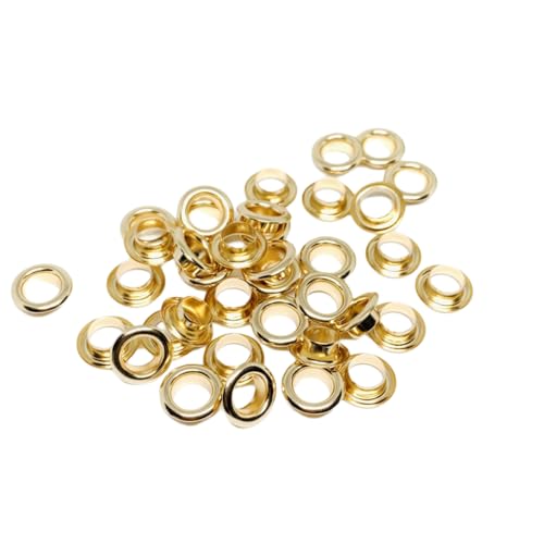 Blausky 100 Sets Innendurchmesser ca. 3.5mm Ösen Werkzeug,Metallösen Ösen-Sortiment Ösen Set mit Unterlegscheiben Nieten aus Eisen für Planen Leder Stoff Gürtel Schuhe Handtaschen,Gold von Blausky