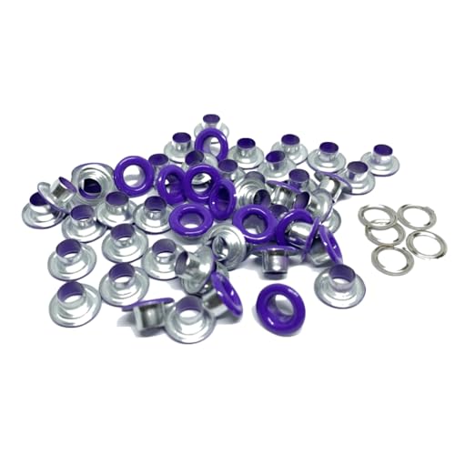 Blausky 100 Sets Innendurchmesser ca. 3.5mm Ösen Werkzeug,Metallösen Ösen-Sortiment Ösen Set mit Unterlegscheiben Nieten aus Eisen für Planen Leder Stoff Gürtel Schuhe Handtaschen,Lila von Blausky