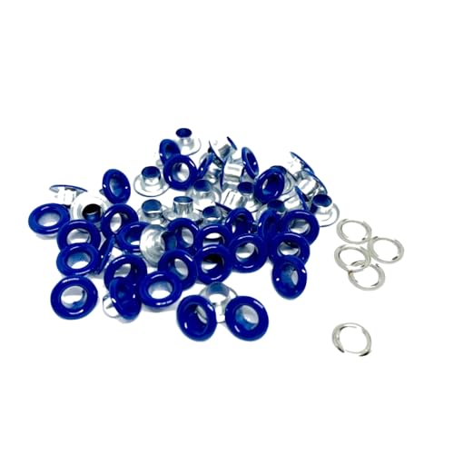 Blausky 100 Sets Innendurchmesser ca. 4.5mm Ösen Werkzeug,Metallösen Ösen-Sortiment Ösen Set mit Unterlegscheiben Nieten aus Eisen für Planen Leder Stoff Gürtel Schuhe Handtaschen,Dunkelblau von Blausky