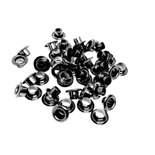 Blausky 100 Sets Innendurchmesser ca. 5mm Ösen Werkzeug,Metallösen Ösen-Sortiment Ösen Set mit Unterlegscheiben Nieten aus Eisen für Planen Leder Stoff Gürtel Schuhe Handtaschen,Gun-Farbe von Blausky