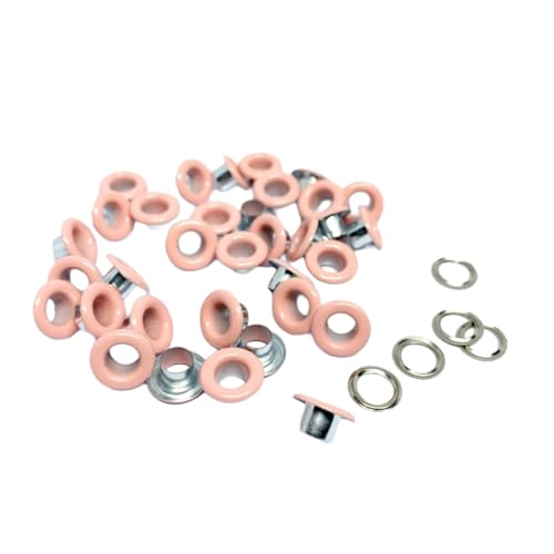 Blausky 100 Sets Innendurchmesser ca. 5mm Ösen Werkzeug,Metallösen Ösen-Sortiment Ösen Set mit Unterlegscheiben Nieten aus Eisen für Planen Leder Stoff Gürtel Schuhe Handtaschen,Pink von Blausky