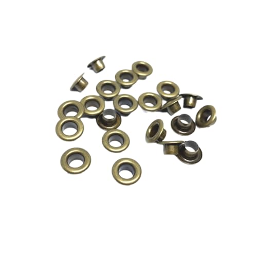 Blausky 100 Sets Innendurchmesser ca. 6mm Ösen Werkzeug,Metallösen Ösen-Sortiment Ösen Set mit Unterlegscheiben Nieten aus Eisen für Planen Leder Stoff Gürtel Schuhe Handtaschen,Bronze von Blausky
