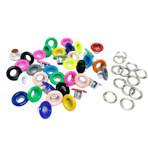 Blausky 100 Sets Innendurchmesser ca. 8mm Ösen Werkzeug,Metallösen Ösen-Sortiment Ösen Set mit Unterlegscheiben Nieten aus Eisen für Planen Leder Stoff Gürtel Schuhe Handtaschen,Gemischt von Blausky
