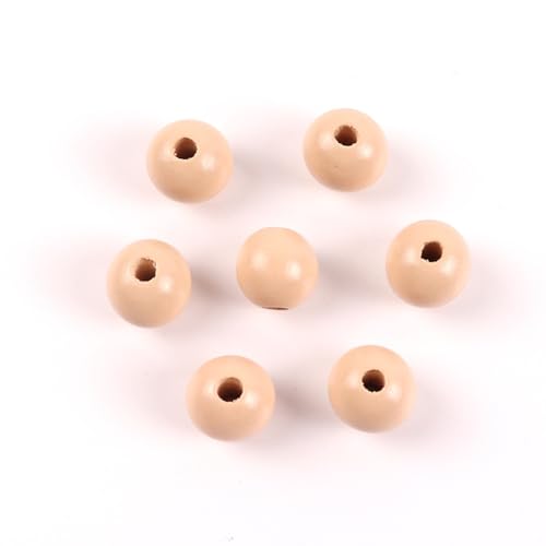 Blausky 100 Stück Natur Holzperlen Rund Holz Perlen Mehrfarbig Holzperlen zum Auffädeln mit Loch Bastelnperlen Holzkugeln,Lose Perlen Mini Zwischenperle für DIY Schmuck Herstellung,Beige 12mm von Blausky