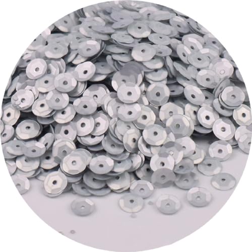Blausky 1000 Stück(ca.10g) Matte Pailletten zum Basteln Mini Spangles Lose Pailletten mit Loch Round Sequins für Nähen Aufkleben Auffädeln DIY Kunsthandwerk Scrapbooking Schmuck 6mm,Silber A von Blausky