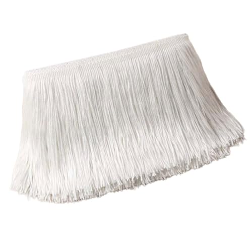 Blausky 10cm x 5m Breite Quaste Fransenborte Tanzfransen Schnittfranse Seidig Fransen Fransenband Dekoband Fransen-Borten Bänder zum Nähen,für Lateinisches Kleid Dessous Vorhänge,Creme von Blausky