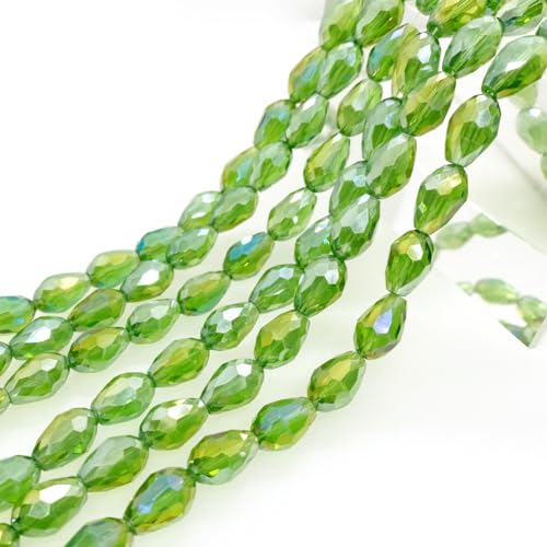 Blausky 10mm x 48 Stück Kristall Glasperlen,Wassertropfen-Perlen Kristallperlen,Facettierte Glasperlen mit Loch,Glas Lose Perlen Tropfenform für DIY Schmuck Armbänder Basteln,Grün von Blausky