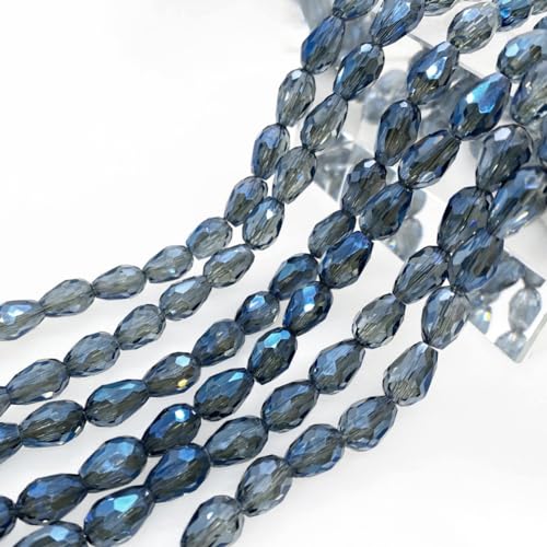 Blausky 10mm x 48 Stück Kristall Glasperlen,Wassertropfen-Perlen Kristallperlen,Facettierte Glasperlen mit Loch,Glas Lose Perlen Tropfenform für DIY Schmuck Armbänder Basteln,Marineblau von Blausky