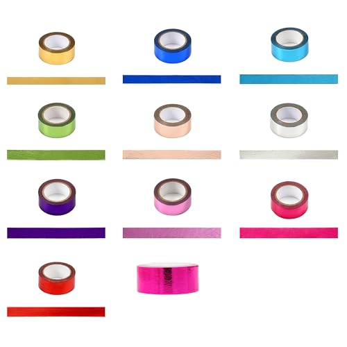 Blausky 11x5m Washi Tape,Bunt Abklebeband,Metall Klebeband 15mm Papier Tape Dekoratives Klebeband Bastelband für Planer Verschönert Journals Karten und Scrapbooking,Gemischte Farben von Blausky