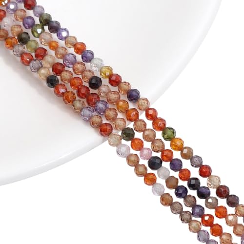 Blausky 120 Stück 3 mm Natürliche Steinperlen,Zirkonperlen Edelstein Perlen Runde Facettierte Perlen mit Loch Edelstein Perlen Stränge Runde Naturperlen,für DIY Schmuckherstellung,Gemischte Farben von Blausky
