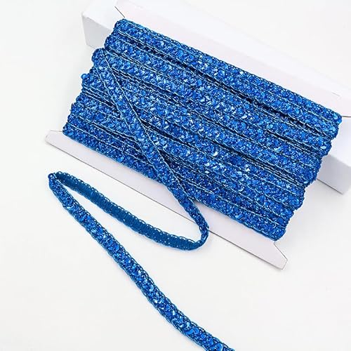 Blausky 12m x 1cm Paillettenband,Pailletten Bänder Glitzerndes Spitzenband Dekoband Spitzenbesatz mit Pailletten Paillette Trim Glitzer Borte für DIY Nähen Handwerk Deko Bastelprojekte,Königsblau von Blausky
