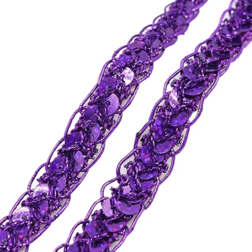 Blausky 12m x 1cm Paillettenband,Pailletten Bänder Glitzerndes Spitzenband Dekoband Spitzenbesatz mit Pailletten Paillette Trim Glitzer Borte für DIY Nähen Handwerk Deko Bastelprojekte,Lila von Blausky
