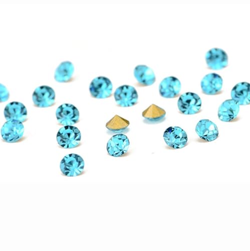 Blausky 1440 Stück Spitzer Rücken Cabochons Diamant,Glitzersteine,Facettiert Glas Strasssteine,Kleine Lose Steinperlen für Ring Nagelkunst Handwerk Ohrring DIY Schmuck,Seeblau,4.7mm von Blausky