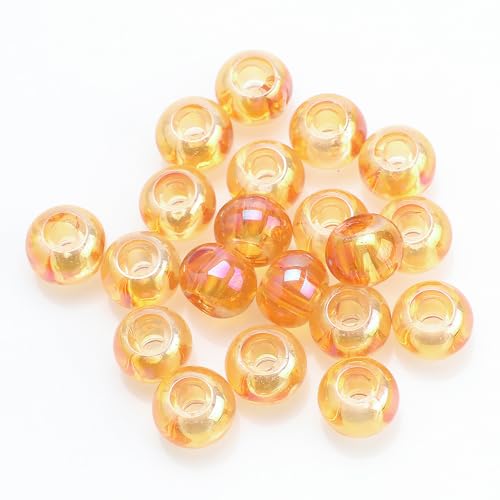 Blausky 150 Stück 8x10mm Kristall Glasperlen zum Auffädeln,Perlen mit großem Loch Pony Perlen Runde Perlen zum Basteln für Schmuck Armbänder Halsketten Schlüsselanhänger DIY Handwerk,Gold von Blausky