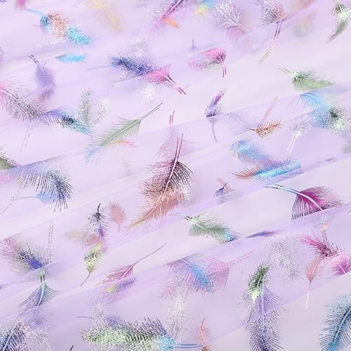 Blausky 150cm x 1m Tüll Stoff,Federtüll Meterware Sparkly Stoff Tüll Netz Netzstoff Dekostoff zum Nähen Tüll mit Bunte Federn Glitzer Tüll für DIY Basteln Tutu Rock Bogen Tischdeko,Hellviolett Blausky 150cm x 1m Tüll Stoff,Federtüll Meterware Sparkly Stoff Tüll Netz Netzstoff Dekostoff zum Nähen Tüll mit Bunte Federn Glitzer Tüll für DIY Basteln Tutu Rock Bogen Tischdeko,Hellviolett von Blausky