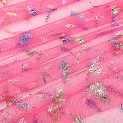 Blausky 150cm x 1m Tüll Stoff,Federtüll Meterware Sparkly Stoff Tüll Netz Netzstoff Dekostoff zum Nähen Tüll mit Bunte Federn Glitzer Tüll für DIY Basteln Tutu Rock Bogen Tischdeko,Rosenrot Blausky 150cm x 1m Tüll Stoff,Federtüll Meterware Sparkly Stoff Tüll Netz Netzstoff Dekostoff zum Nähen Tüll mit Bunte Federn Glitzer Tüll für DIY Basteln Tutu Rock Bogen Tischdeko,Rosenrot von Blausky