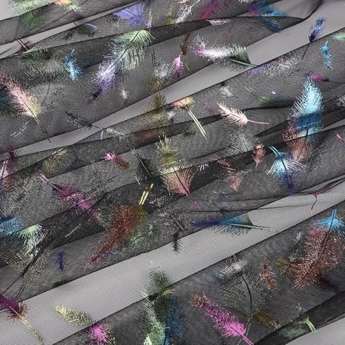 Blausky 150cm x 1m Tüll Stoff,Federtüll Meterware Sparkly Stoff Tüll Netz Netzstoff Dekostoff zum Nähen Tüll mit Bunte Federn Glitzer Tüll für DIY Basteln Tutu Rock Bogen Tischdeko,Schwarz Blausky 150cm x 1m Tüll Stoff,Federtüll Meterware Sparkly Stoff Tüll Netz Netzstoff Dekostoff zum Nähen Tüll mit Bunte Federn Glitzer Tüll für DIY Basteln Tutu Rock Bogen Tischdeko,Schwarz von Blausky
