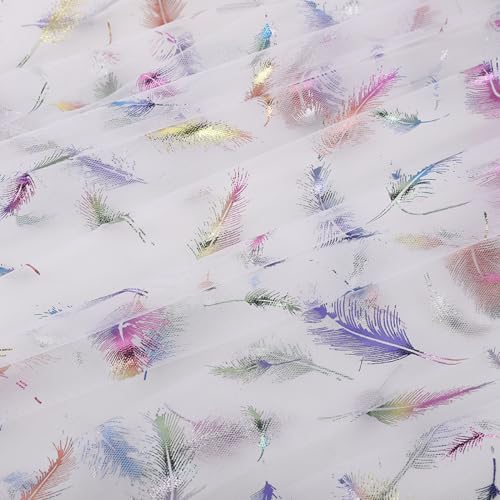 Blausky 150cm x 5m Tüll Stoff,Federtüll Meterware Sparkly Stoff Tüll Netz Netzstoff Dekostoff zum Nähen Tüll mit Bunte Federn Glitzer Tüll für DIY Basteln Tutu Rock Bogen Tischdeko,Weiß Blausky 150cm x 5m Tüll Stoff,Federtüll Meterware Sparkly Stoff Tüll Netz Netzstoff Dekostoff zum Nähen Tüll mit Bunte Federn Glitzer Tüll für DIY Basteln Tutu Rock Bogen Tischdeko,Weiß von Blausky