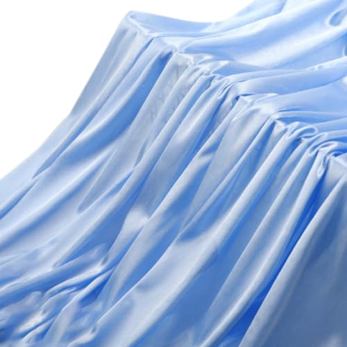 Blausky 155 cm x 3 m Glanz Satin Stoff Meterware,Satin-Stoff,Vorhangstoff,Dekostoff zum N鋒en,f黵 Party Hochzeit Dekoration B黨ne Feier Festival,Tischdecken,DIY Handwerk,Hintergrundstoff,Himmelblau von Blausky