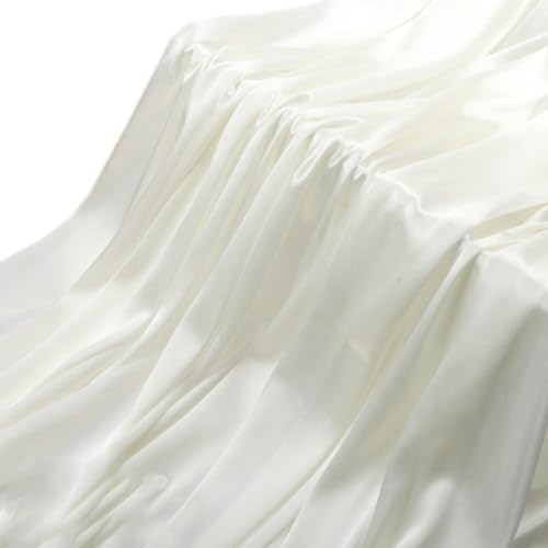 Blausky 155 cm x 3 m Glanz Satin Stoff Meterware,Satin-Stoff,Vorhangstoff,Dekostoff zum N鋒en,f黵 Party Hochzeit Dekoration B黨ne Feier Festival,Tischdecken,DIY Handwerk,Hintergrundstoff,Milchig von Blausky