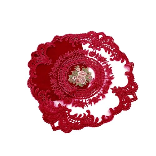 Blausky 2 Stück Tischdecke Spitze,Quadrat Deckchen,Tischdecke mit floralem Muster,Spitze Stickerei Tisch Tischse,Spitzendeckchen,Untersetzer,für Tassen Vasen Schalen Teller Tischsets,28 x 28 cm,Rot Blausky 2 Stück Tischdecke Spitze,Quadrat Deckchen,Tischdecke mit floralem Muster,Spitze Stickerei Tisch Tischse,Spitzendeckchen,Untersetzer,für Tassen Vasen Schalen Teller Tischsets,28 x 28 cm,Rot von Blausky